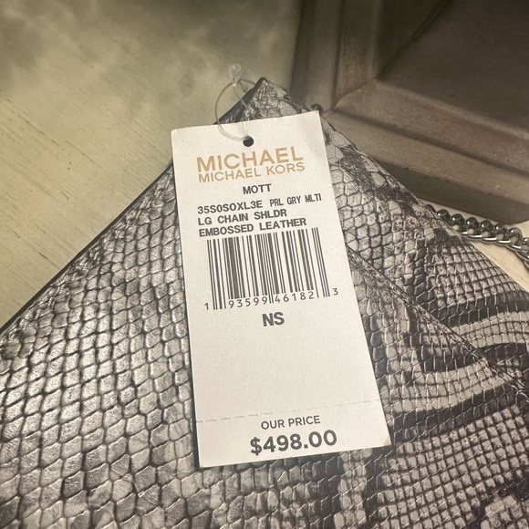 Michael Kors Gray Snake Print Crossbody Bag - Picture 4 of 9